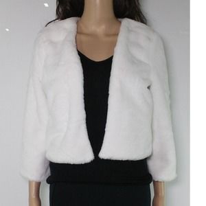 Speechless White Ivory Size Small S Junior Shrug Faux Fur Open Front